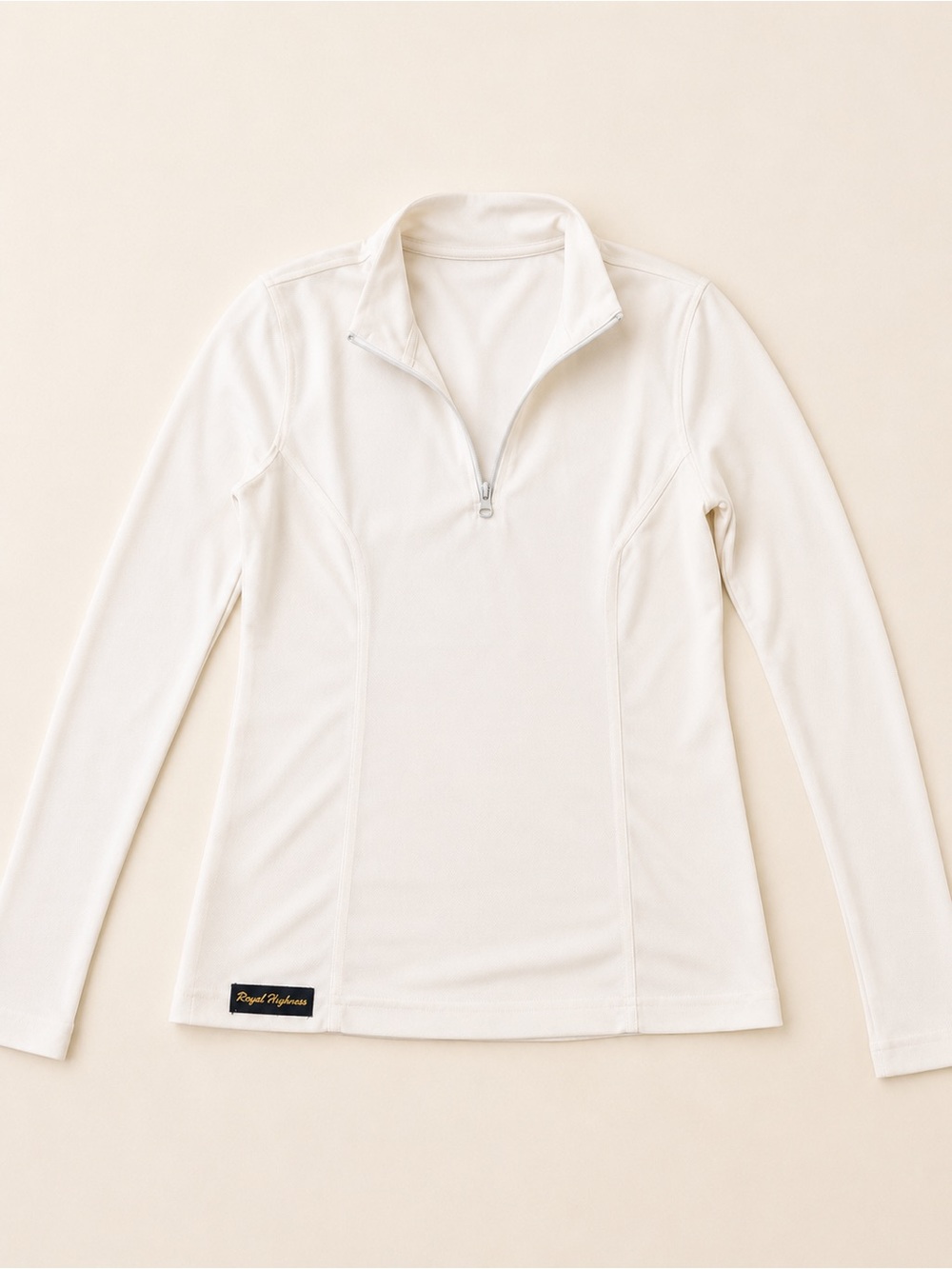 Royal Sport White Long Sleeve Zip Mock Neck Top